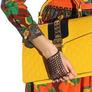 *Gucci*Embellished Bracelet And Rings In Metallic